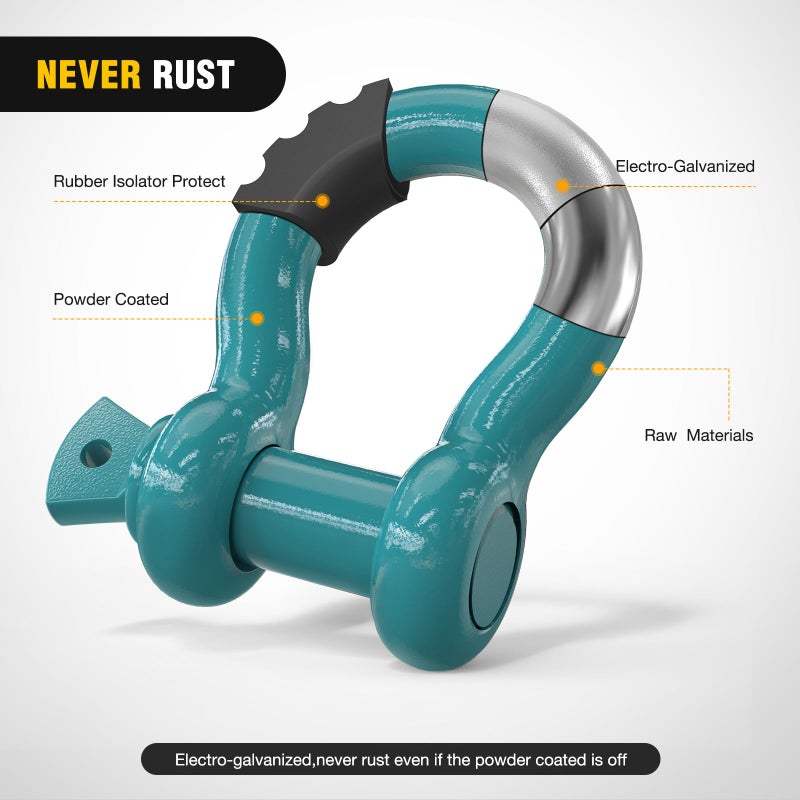 Nilight 2 Pack 3/4"" D-Ring Shackle with 7/8"" Screw Pin 41,887lbs Break Strength, Heavy Duty Off Road Recovery Shackle with Isolators Washers for Use with Tow Strap, Winch, Off-Road Jeep Truck Vehicle - Image 3